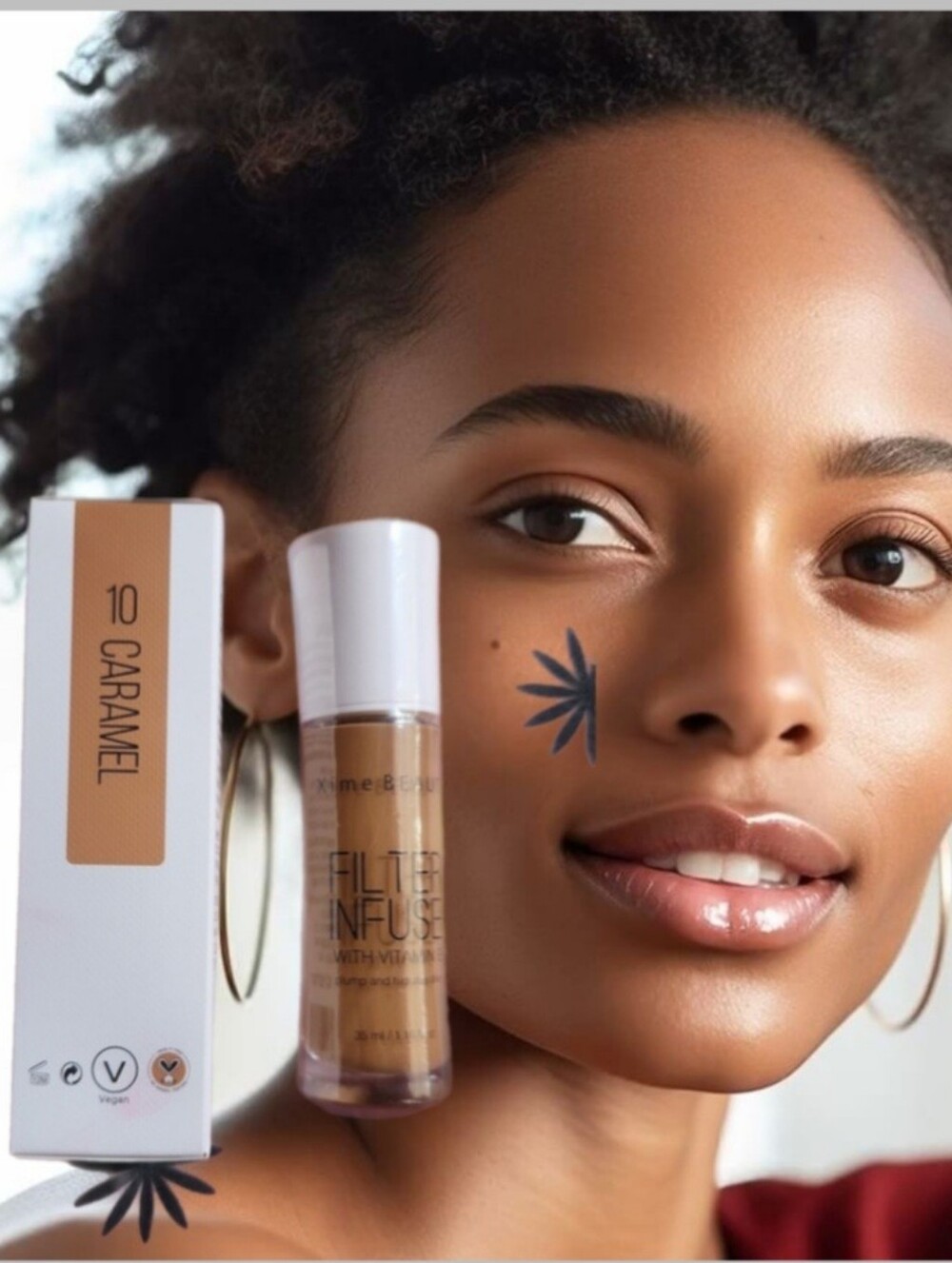 shade 10 Caramel is designed for medium to dark skin tones with warm undertones.